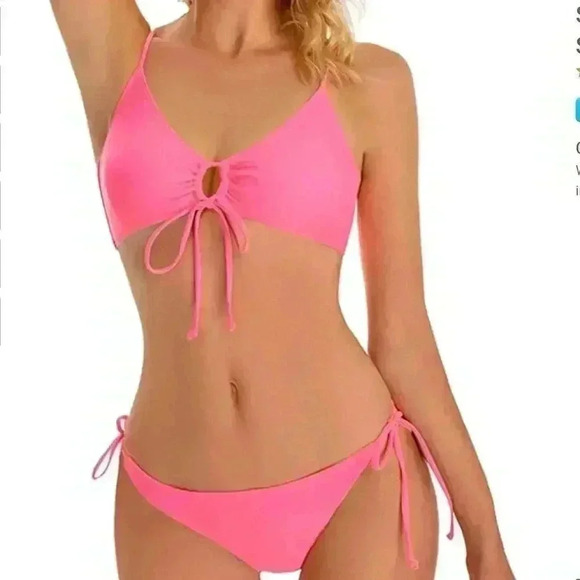 Halter V Neck Two Pieces Bikini - Picture 4 of 5